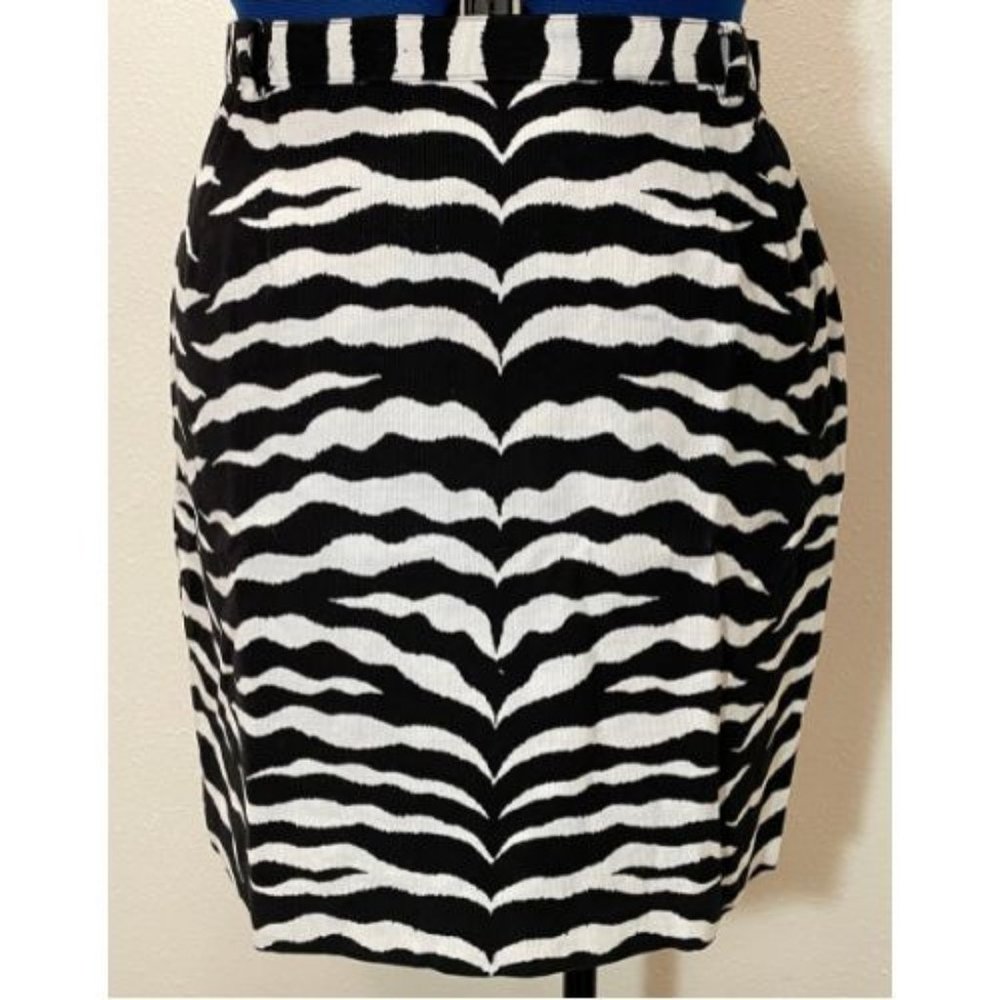 Ellen Tracy Cotton Zebra Striped Skirt - Size 14